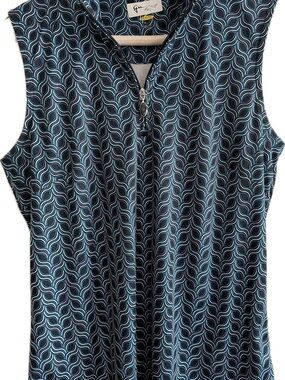 Women’s Sleeveless Zip up Mock Neck Teal Size M Golf